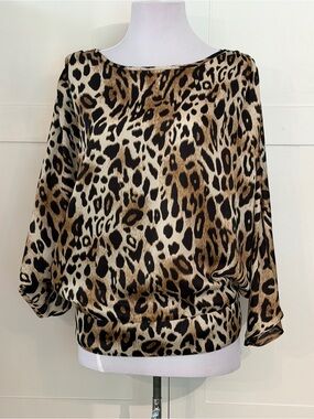 Chico's Leopard Print Blouse in Brown and Black